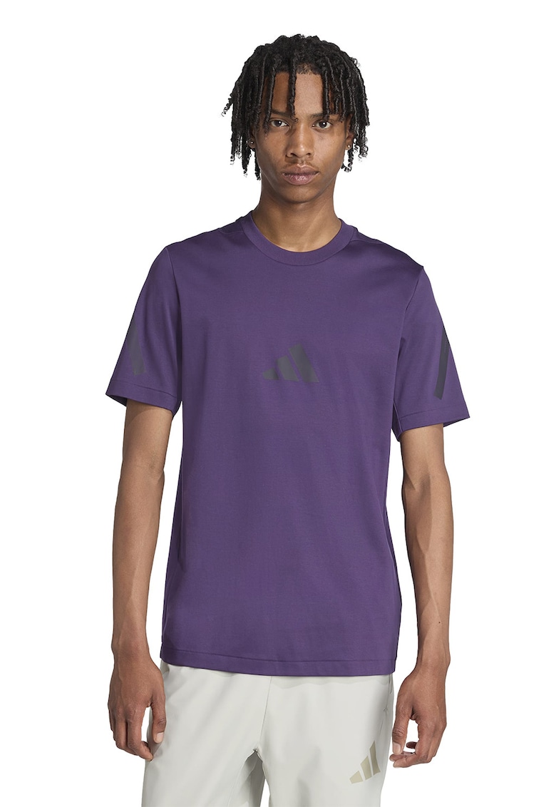 Tricou de bumbac cu model monograma Z.N.E - Violet