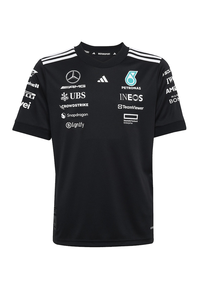 Tricou cu logouri Motorsport - Alb/Negru