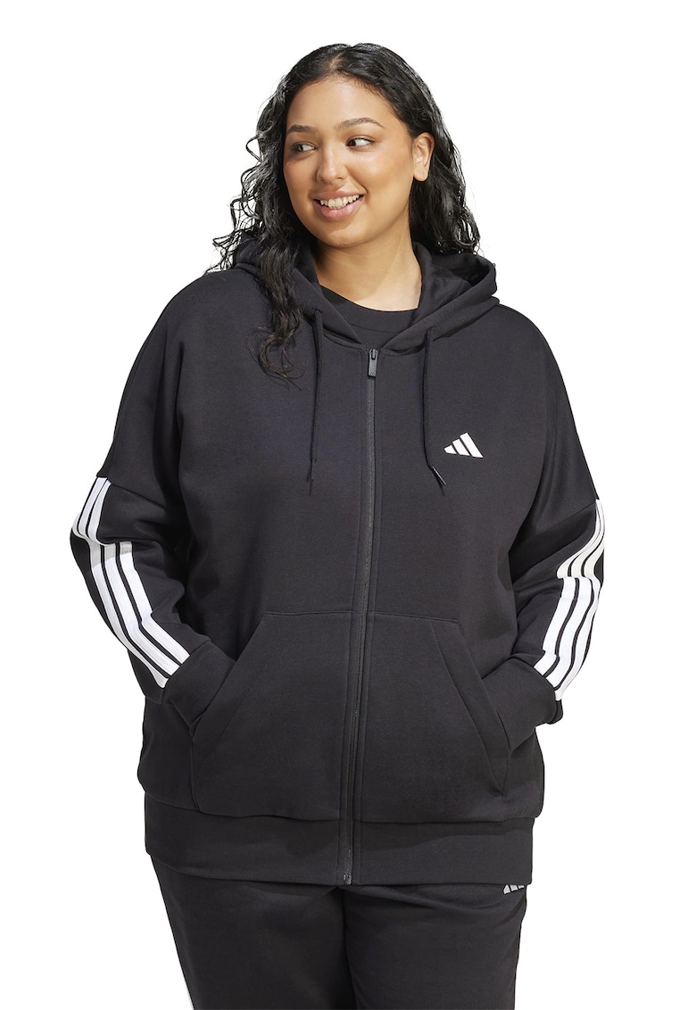 Hanorac din amestec de bumbac cu fermoar - Alb/Negru