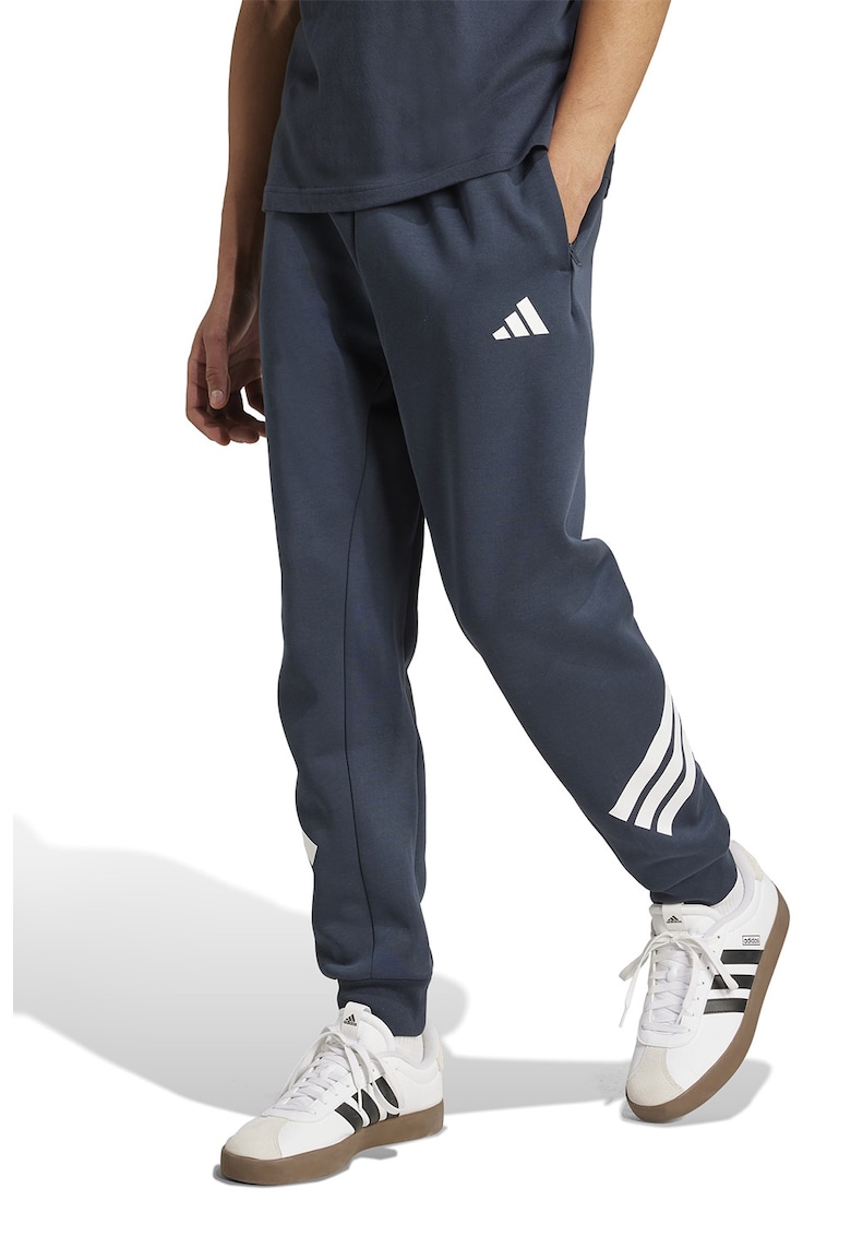 Pantaloni de trening din amestec de bumbac cu logo - Alb/Bleumarin