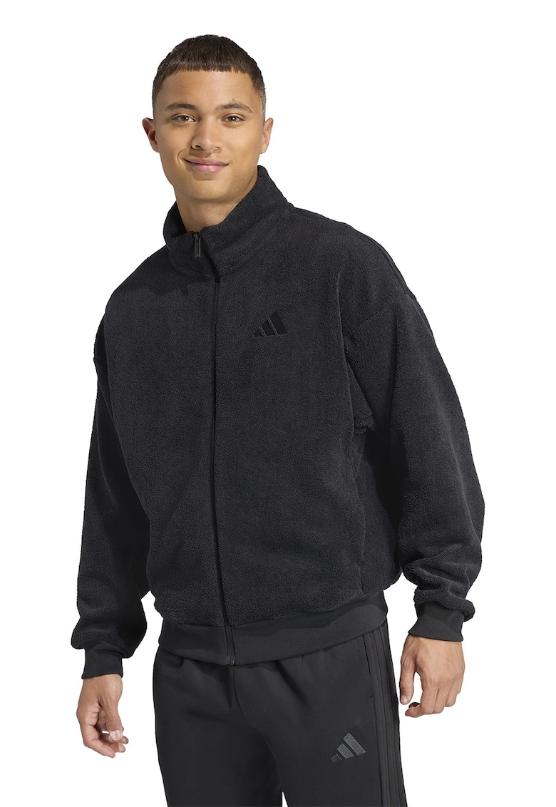 Bluza de trening din material teddy cu fermoar