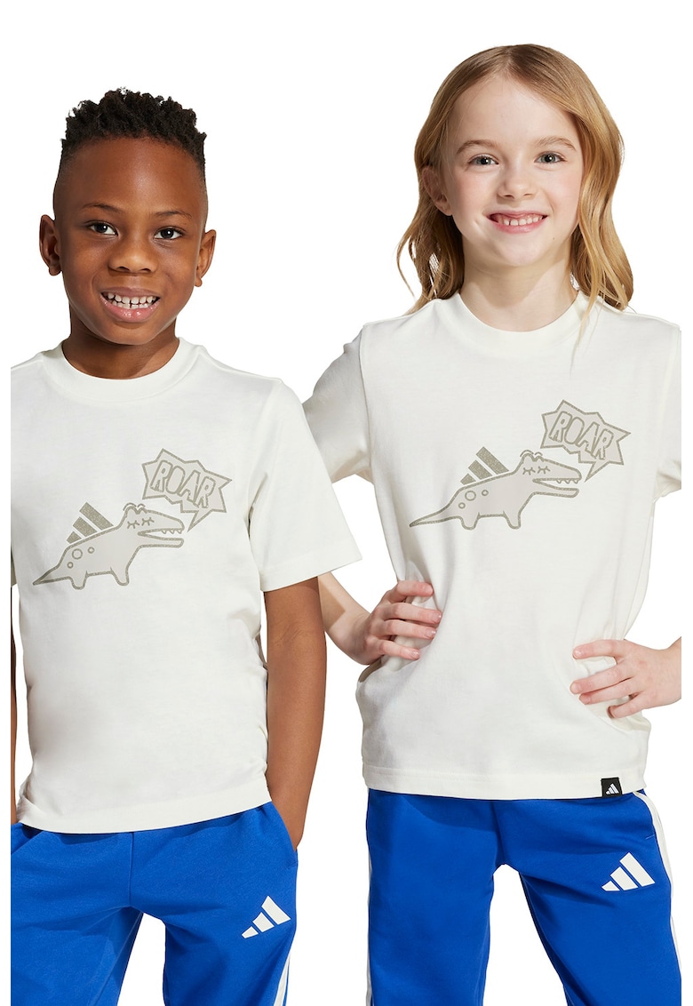 Tricou din bumbac cu imprimeu grafic si logo