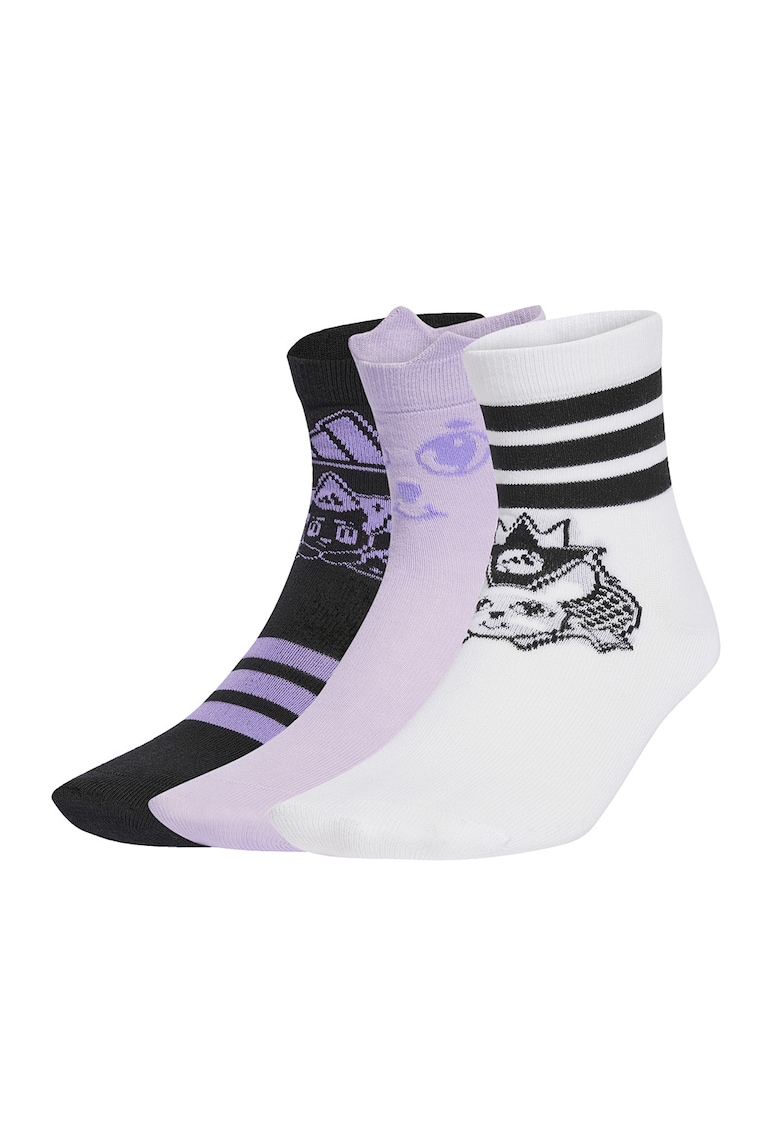 adidas Performance Set de sosete cu model - 3 perechi - Negru/Lila/Alb murdar