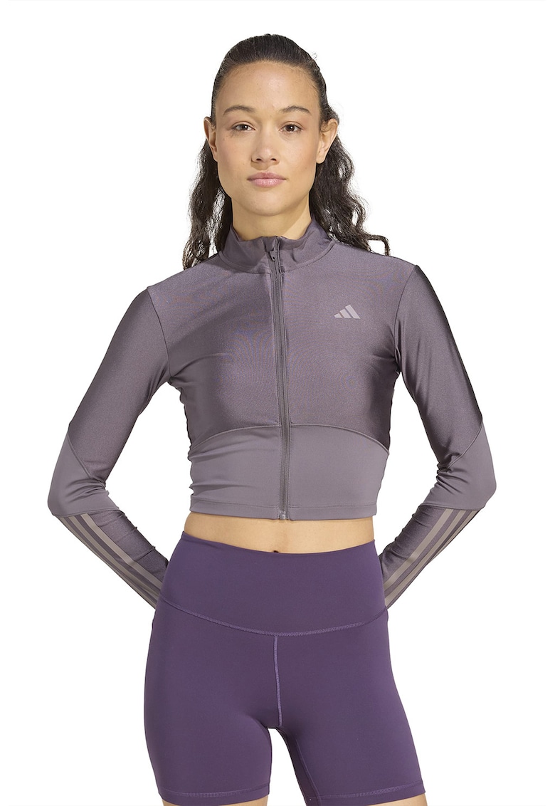 Bluza crop cu fermoar pentru antrenament