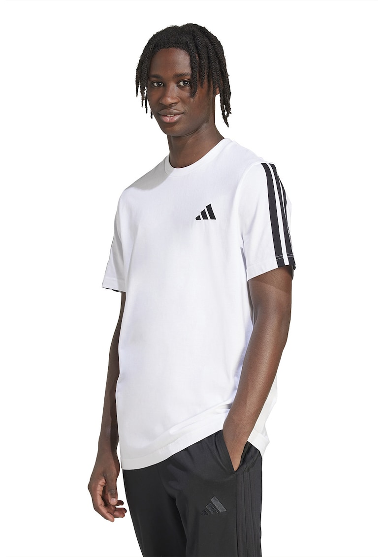 Tricou din bumbac cu decolteu la baza gatului - Alb
