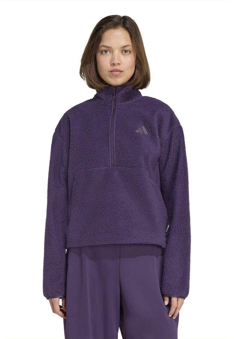 Bluza de trening din fleece cu fermoar scurt