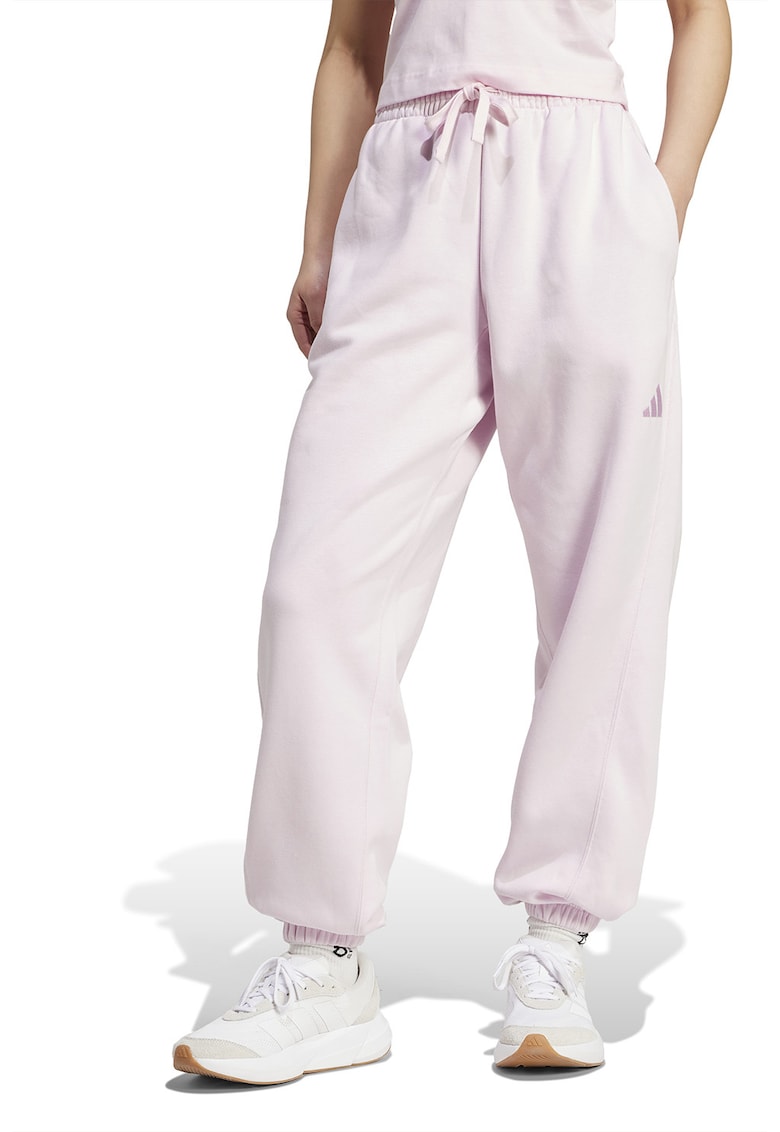 Pantaloni de trening din amestec de bumbac cu logo - Roz pastel