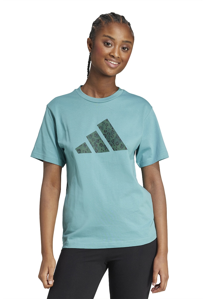 Tricou din bumbac cu imprimeu logo - Verde persan