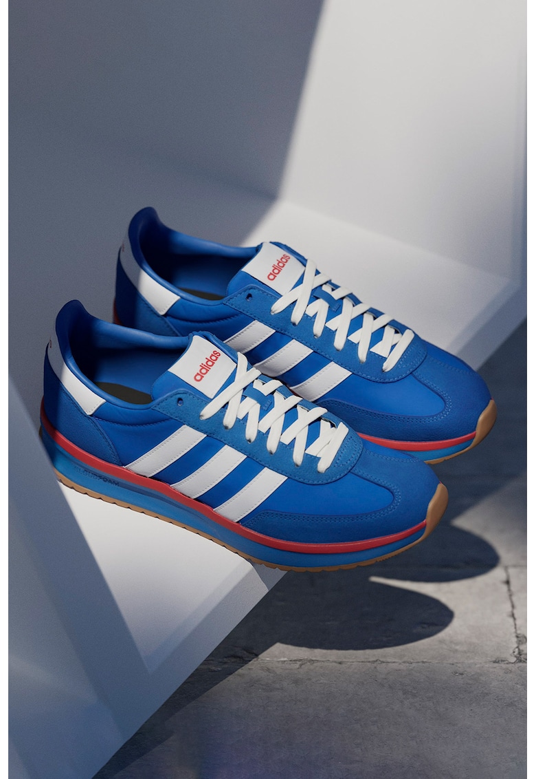 Pantofi sport Run 70s cu insertii din piele intoarsa - Albastru royal/Alb optic