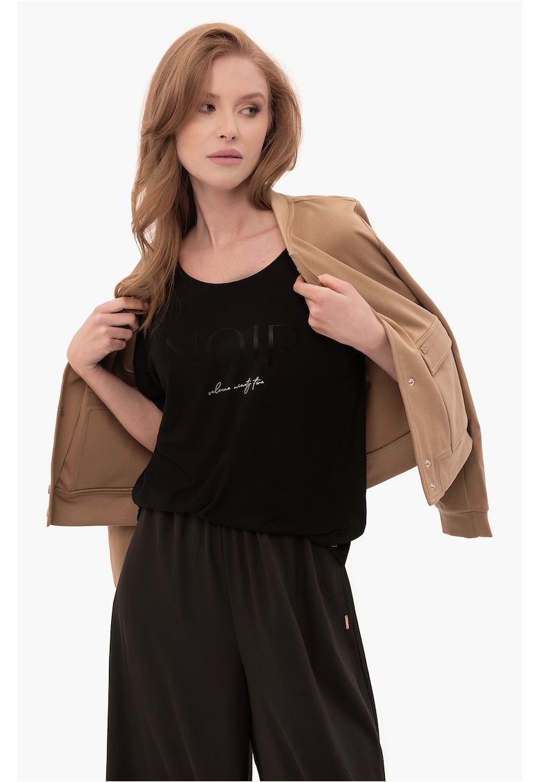 Tricou oversize T-Icon pentru femei - negru cu imprimeu