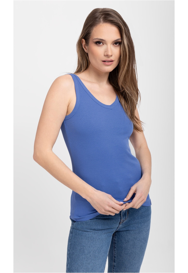 Top T-Ida pentru femei - cu nervuri - slim-fit - 45674