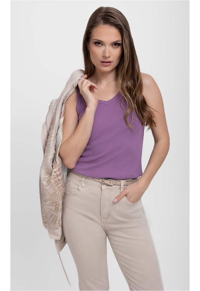 Top T-Ida pentru femei - violet cu nervuri - slim-fit - Violet