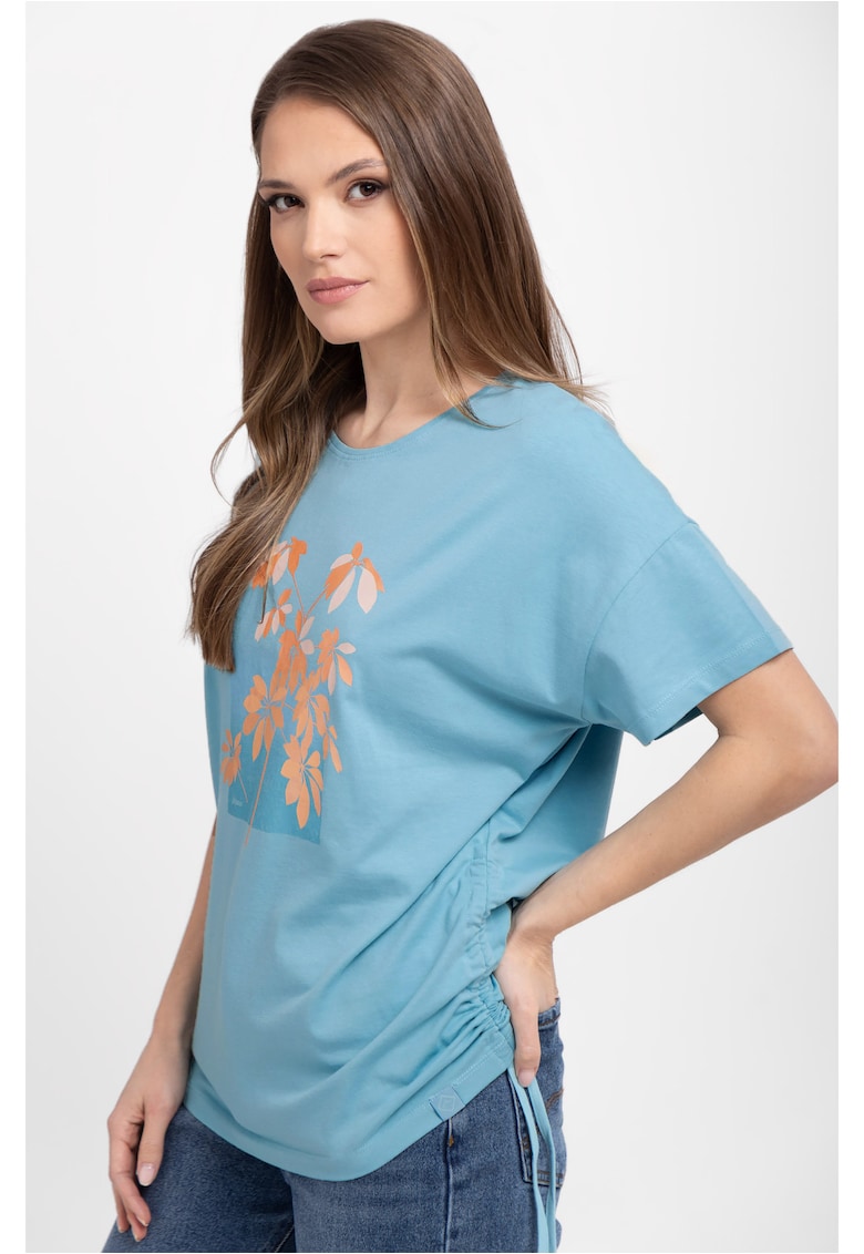 Tricou T-Plants pentru femei - turcoaz cu frunze
