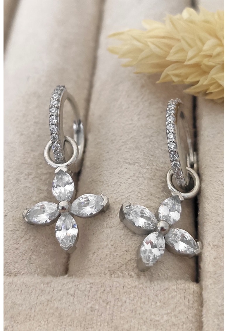 Cercei de argint veritabil cu zirconia