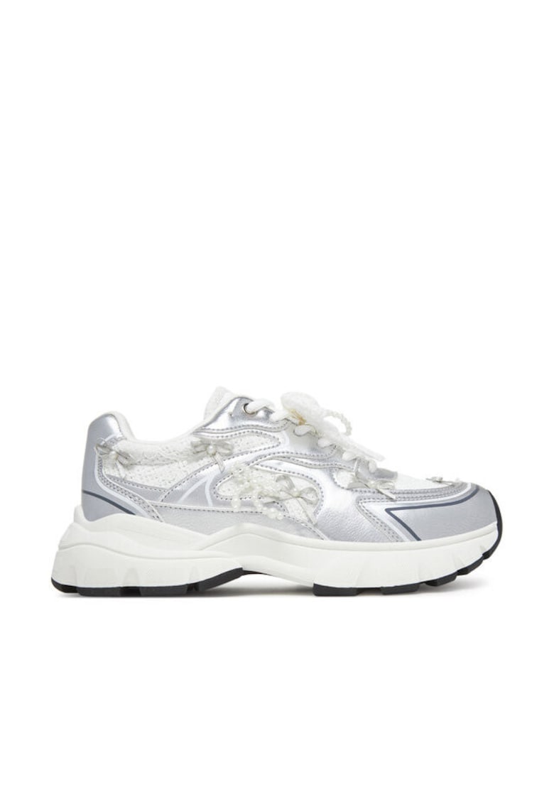 Pantofi sport dama - 13948360 - Piele ecologica - Argintiu