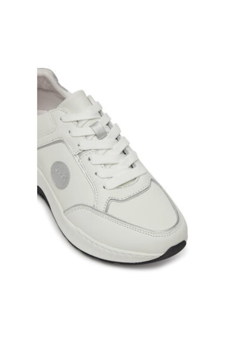 Pantofi sport dama - 96512 - Piele naturala - 41 EU - Alb/Argintiu - Alb/Argintiu
