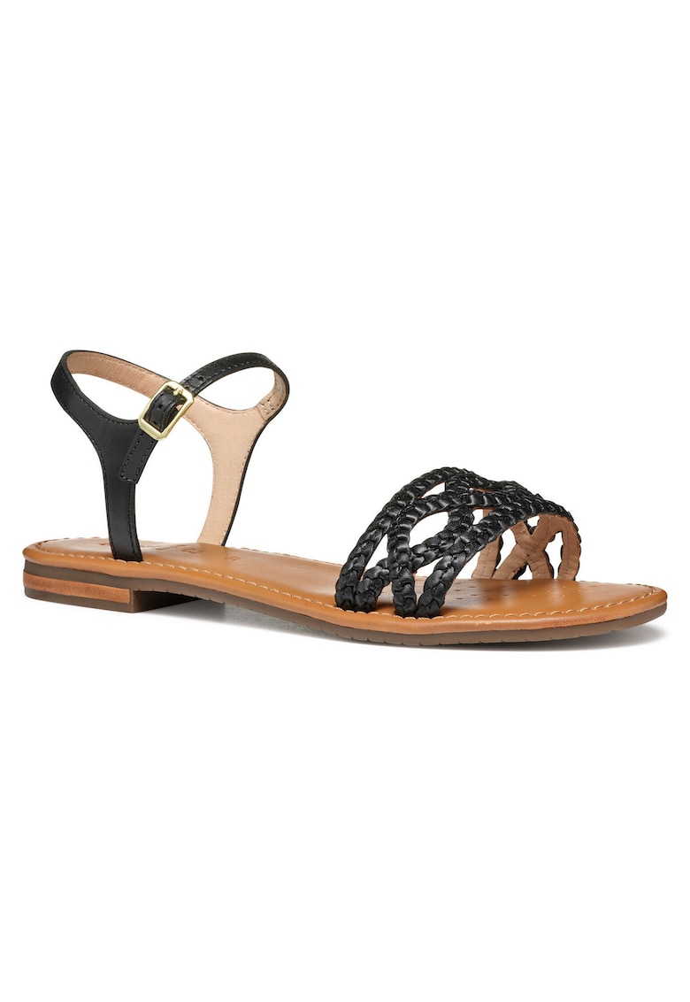 Sandale dama - piele naturala - negru - inchidere cu catarama - tehnologie de ventilatie -