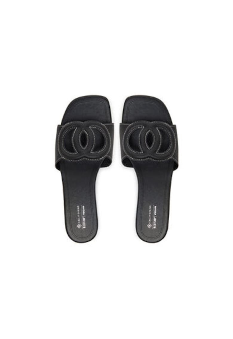 Slapi dama - 13948063 - Piele ecologica - Negru