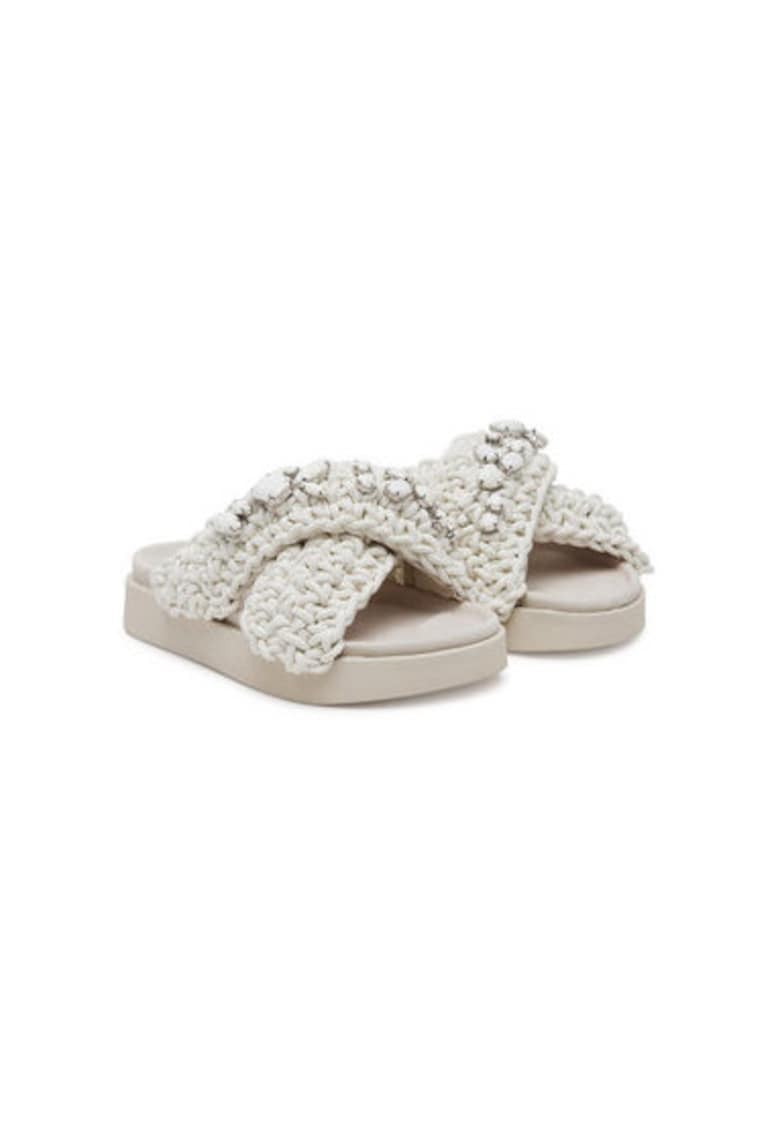 Slapi dama - 70104-106 -  Textil - Alb