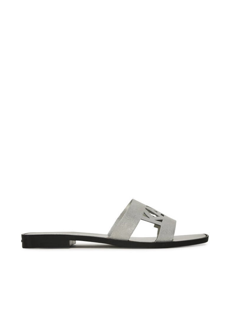 Slapi din piele naturala - Argintiu