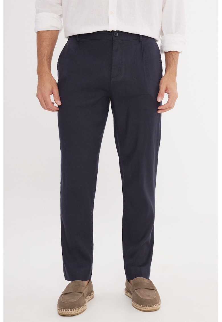 Pantaloni chino din amestec de in