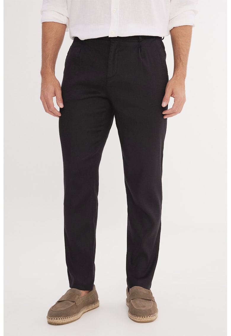 Pantaloni chino din amestec de in