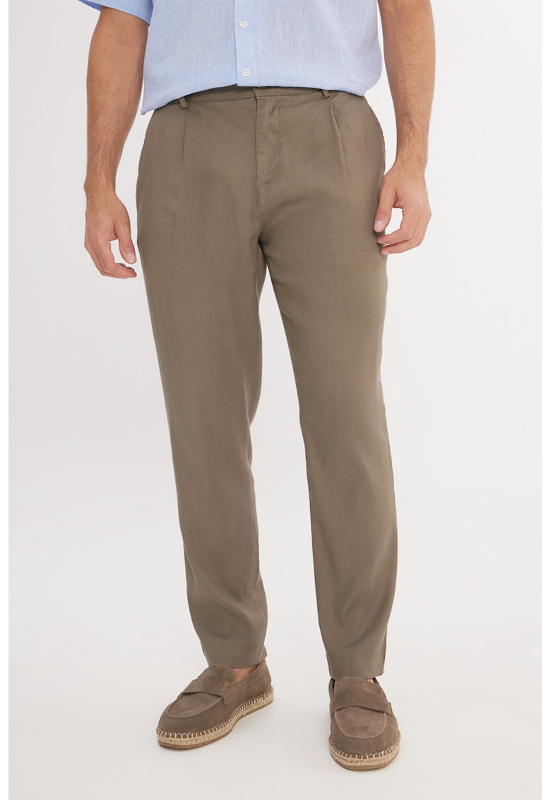 Pantaloni chino din amestec de in