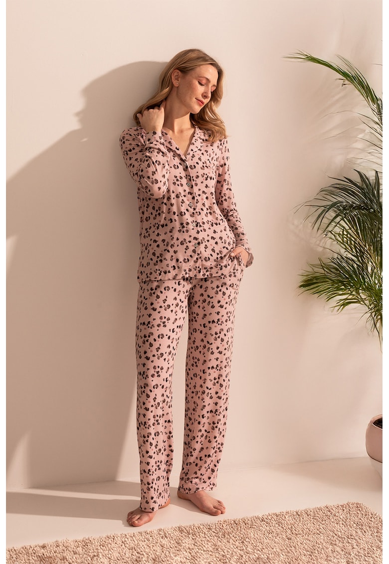 Pijama din amestec de modal cu maneci lungi Aria