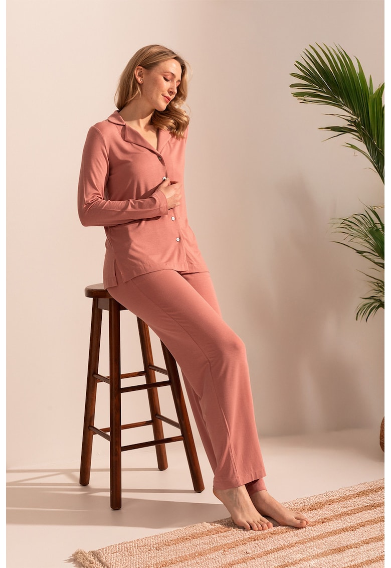 Pijama din amestec de modal cu maneci lungi Aria