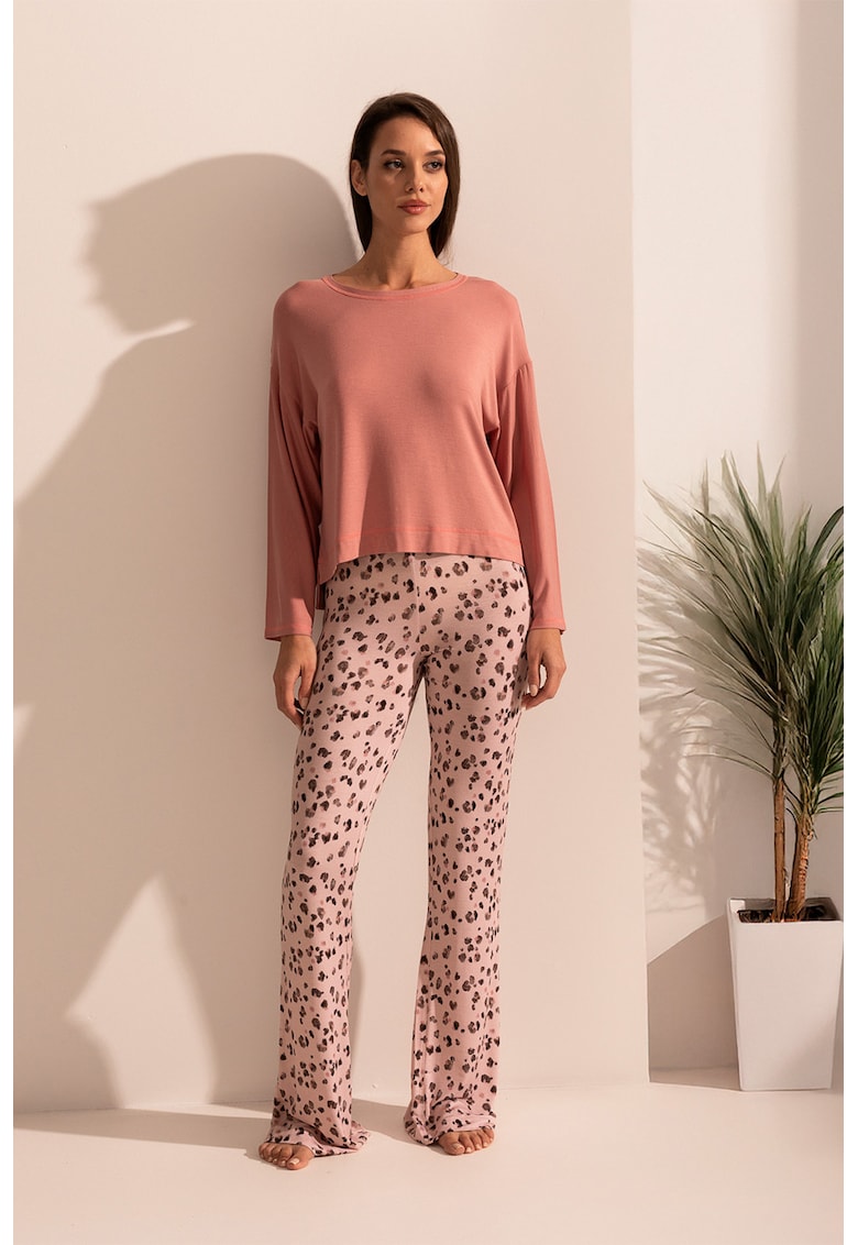 Bluza de pijama din amestec de modal si colanti evazati Aria