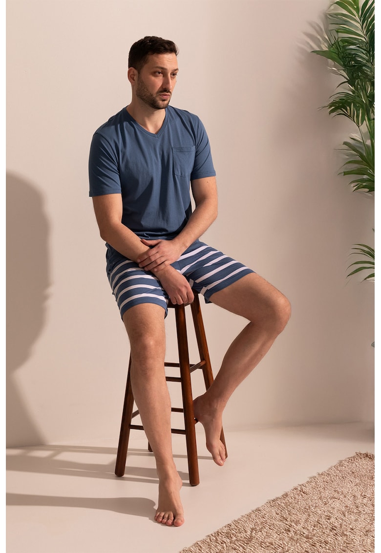 Pijama din amestec de modal cu decolteu in V