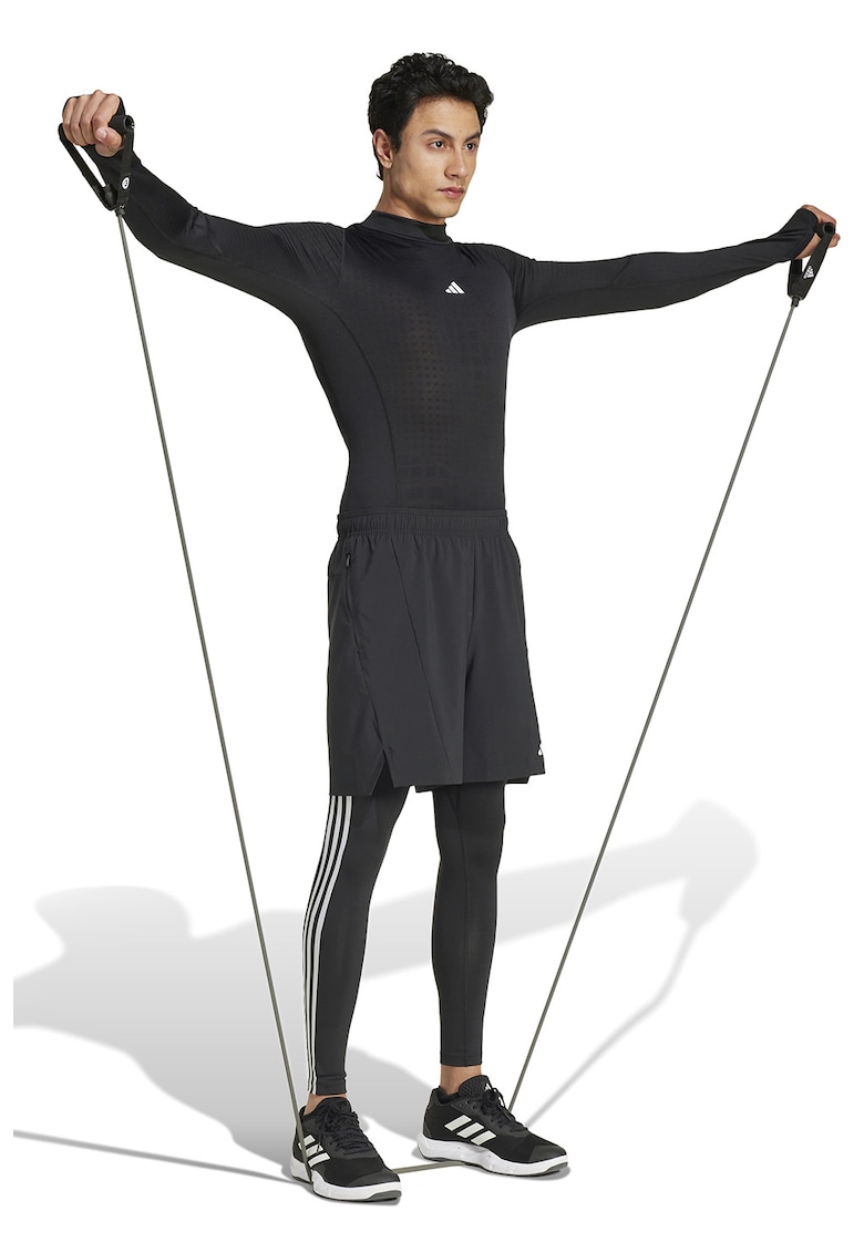 Bluza slim-fit cu guler scurt - pentru fitness