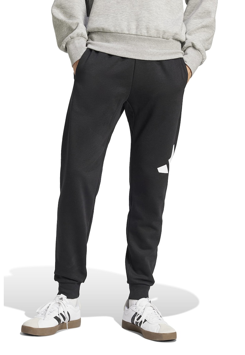 Pantaloni de trening regular fit cu buzunare - Alb/Negru