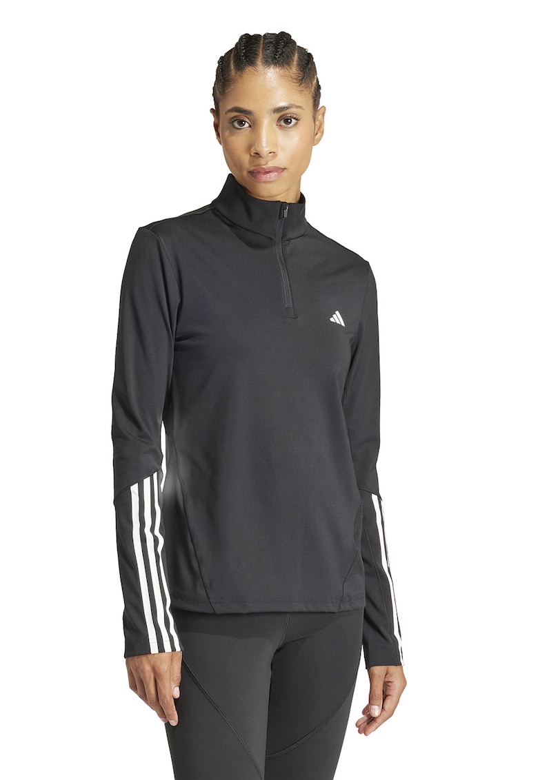 Bluza cu fermoar scurt si logo pentru antrenament