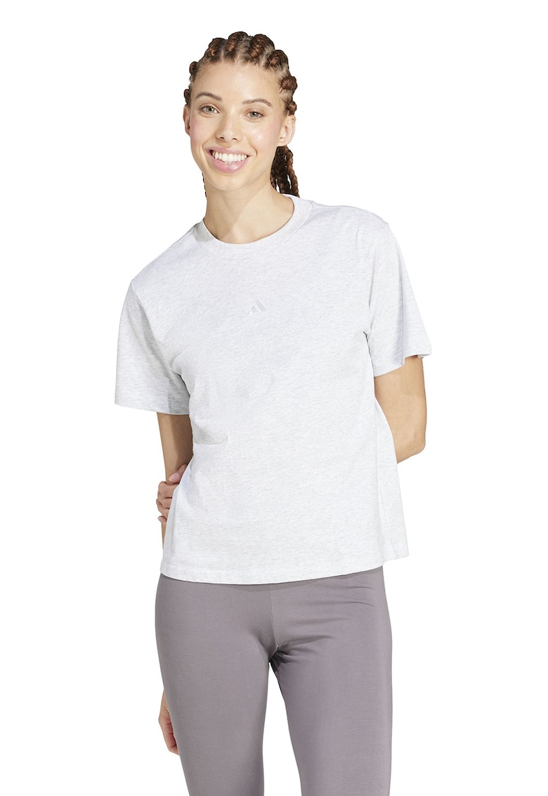 Tricou cu decolteu lrotund si logo discret - Alb