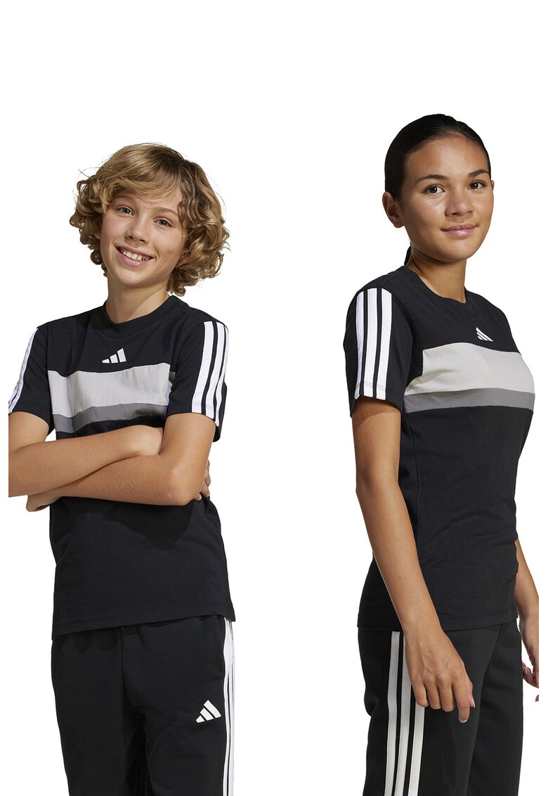 Tricou din bumbac cu imprimeu logo - Alb/Negru/Gri