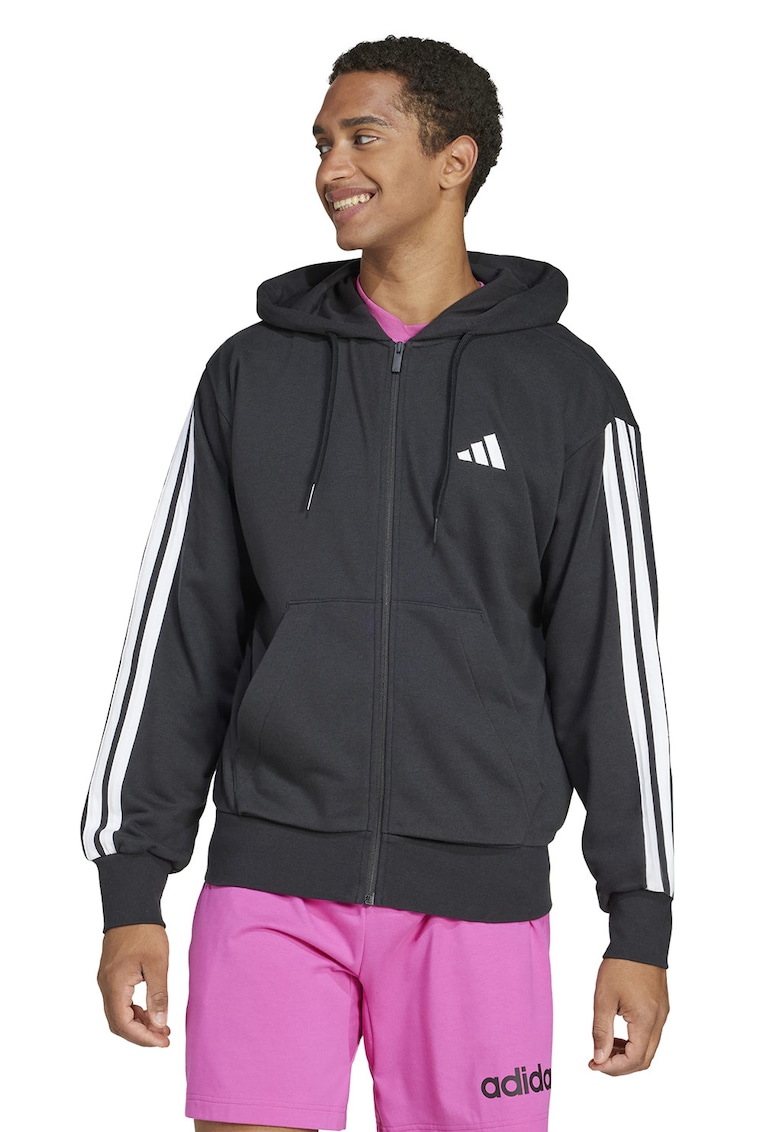 Hanorac din amestec de bumbac cu fermoar - Alb/Negru