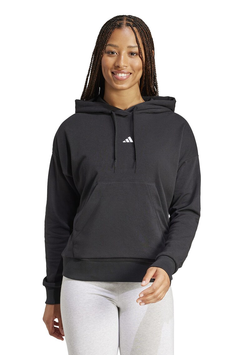 Hanorac cu buzunar kangaroo - Alb/Negru