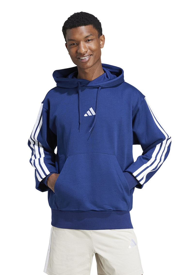 Hanorac cu imprimeu logo si buzunar kangaroo - Alb/Albastru royal