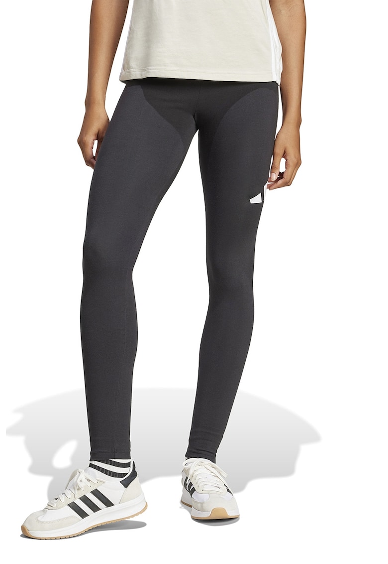 Colanti cu talie inalta si logo - Negru/Alb optic