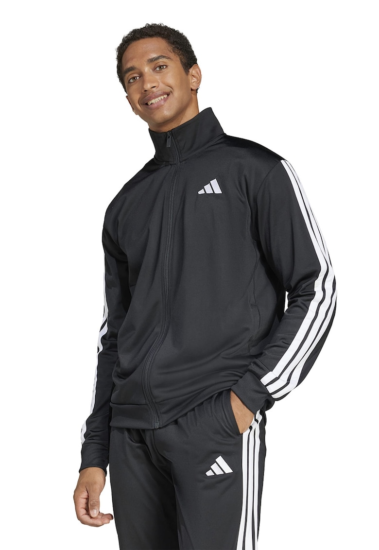 Bluza de trening cu fermoar si benzi logo contrastante