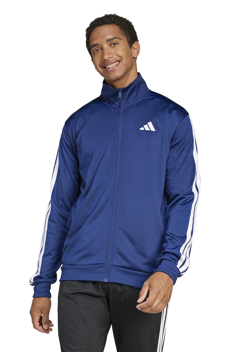 Bluza de trening cu fermoar si benzi logo contrastante