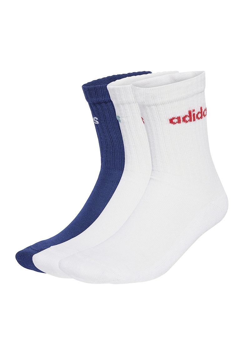 Set de 3 perechi de sosete scurte cu model - unisex - Rosu/Albastru inchis/Alb optic