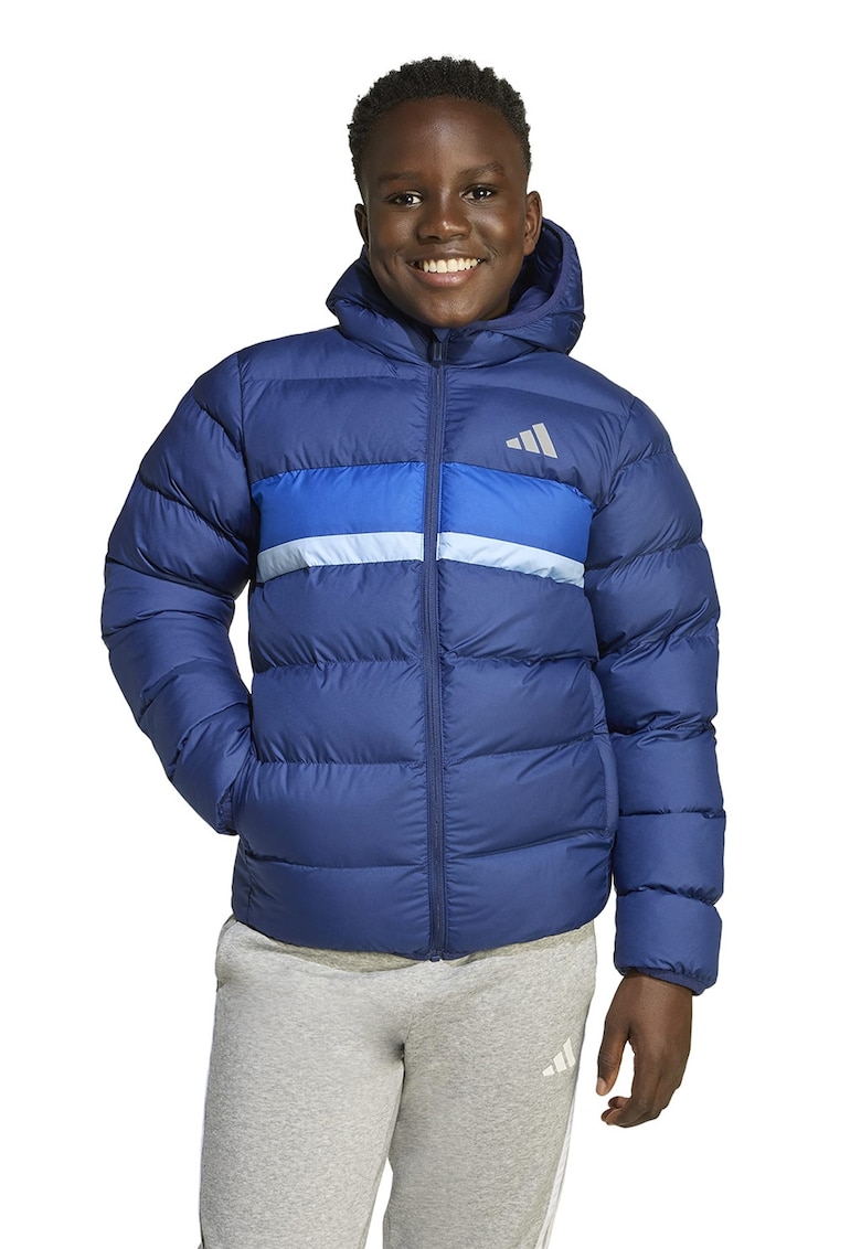 Geaca impermeabila matlasata - Albastru pastel/Albastru inchis