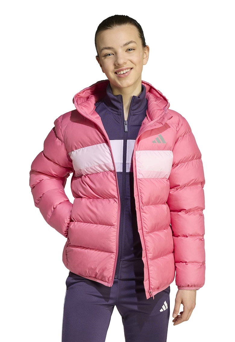 Geaca impermeabila matlasata - Roz pastel/Roz pal