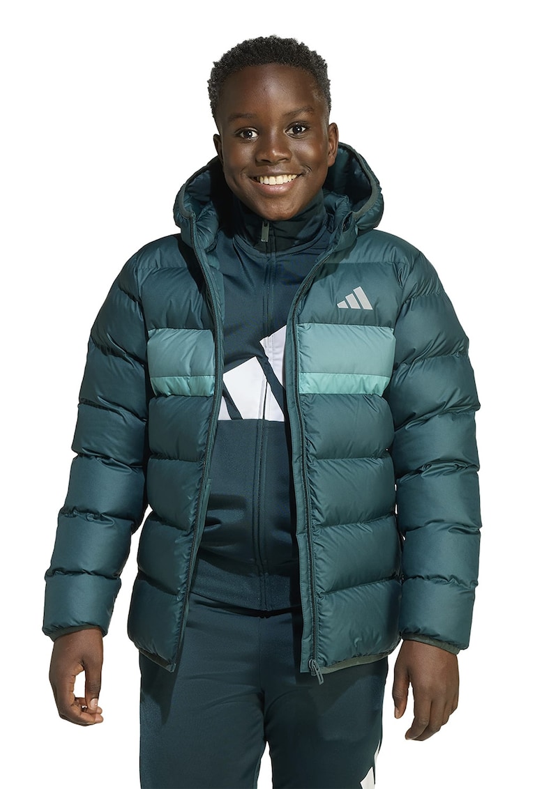 Geaca impermeabila matlasata - Verde pal/Alb optic/Verde aquamarin