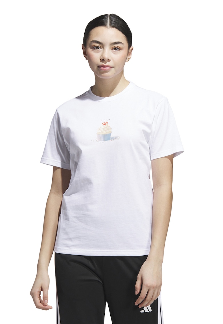 Tricou cu decolteu la baza gatului si logo pe spate