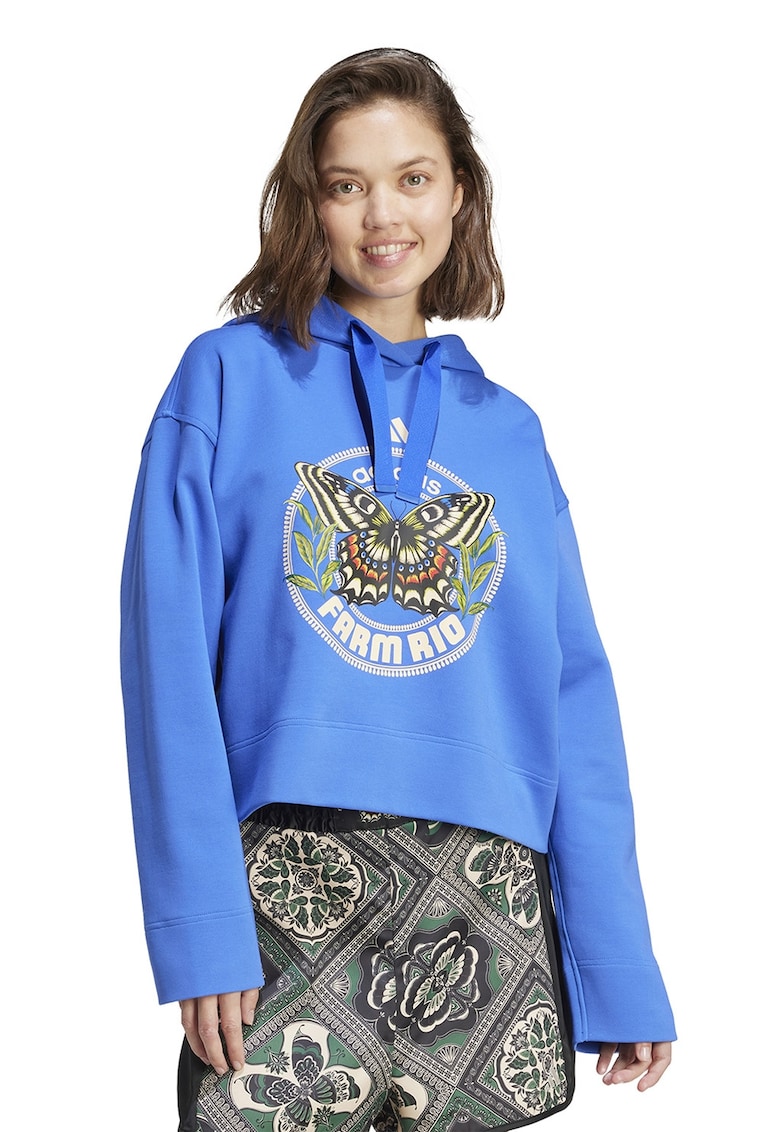 Hanorac lejer cu imprimeu si maneci cazute