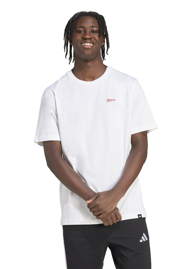 Tricou de bumbac cu logo brodat - Alb optic