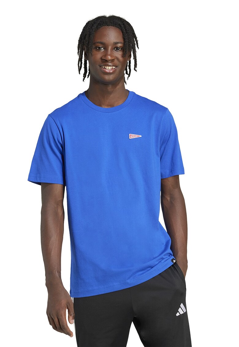 Tricou de bumbac cu logo brodat - Rosu/Albastru royal/Alb optic